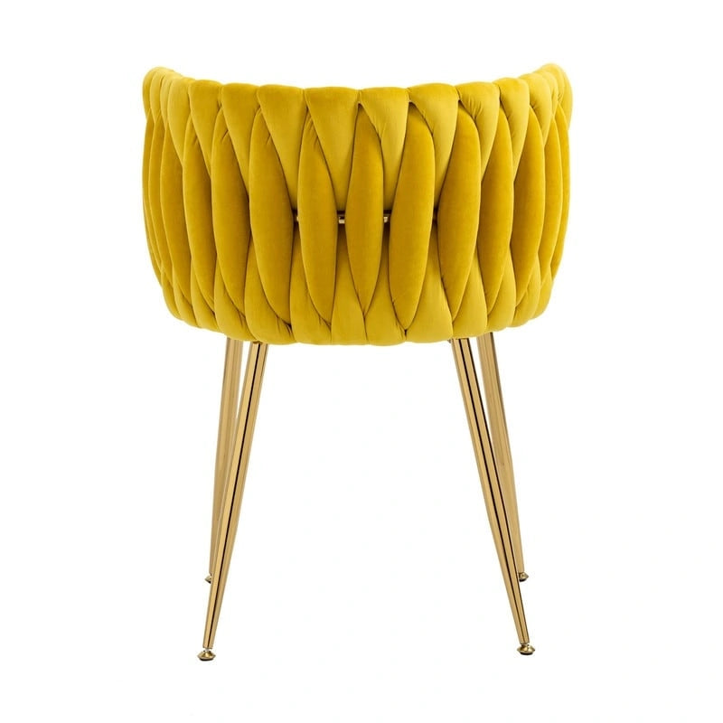 Chaise de salle à manger en velours avec accoudoirs, lot de 2, couleurs marine / émeraude / noir / moutarde / rouge rosé / rose / gris / ivoire, piétement en métal doré
