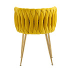 Chaise de salle à manger en velours avec accoudoirs, lot de 2, couleurs marine / émeraude / noir / moutarde / rouge rosé / rose / gris / ivoire, piétement en métal doré