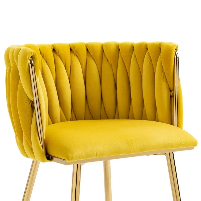 Chaise de salle à manger en velours avec accoudoirs, lot de 2, couleurs marine / émeraude / noir / moutarde / rouge rosé / rose / gris / ivoire, piétement en métal doré