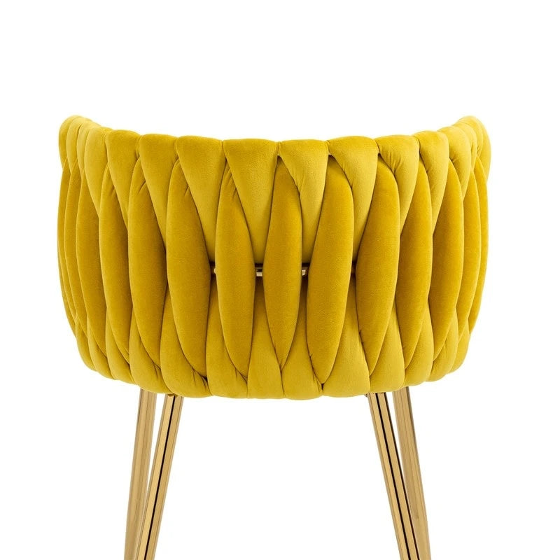 Chaise de salle à manger en velours avec accoudoirs, lot de 2, couleurs marine / émeraude / noir / moutarde / rouge rosé / rose / gris / ivoire, piétement en métal doré