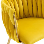 Chaise de salle à manger en velours avec accoudoirs, lot de 2, couleurs marine / émeraude / noir / moutarde / rouge rosé / rose / gris / ivoire, piétement en métal doré