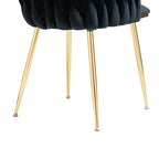 Chaise de salle à manger en velours avec accoudoirs, lot de 2, couleurs marine / émeraude / noir / moutarde / rouge rosé / rose / gris / ivoire, piétement en métal doré