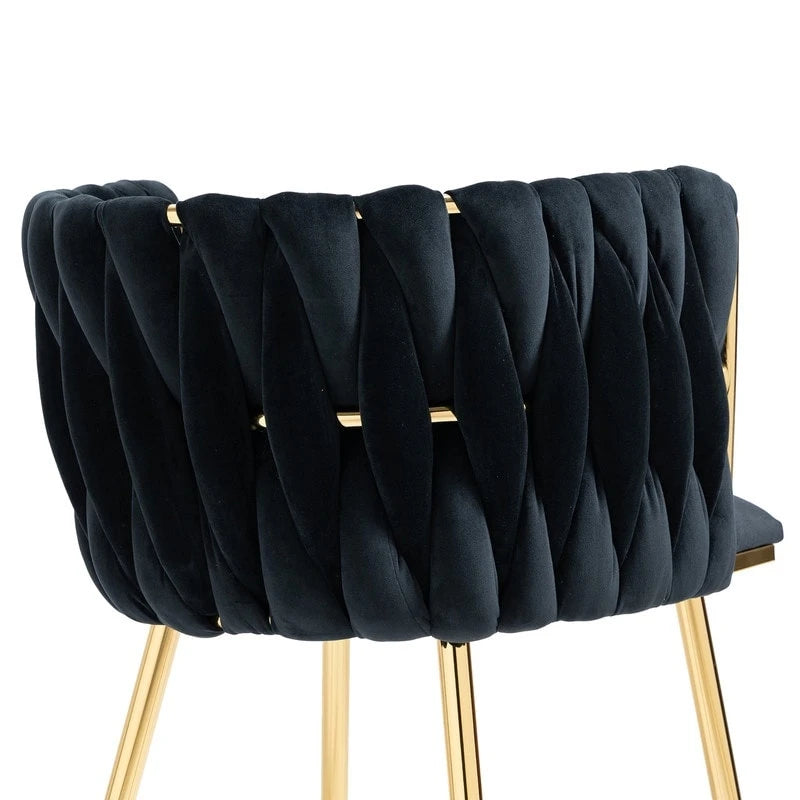 Chaise de salle à manger en velours avec accoudoirs, lot de 2, couleurs marine / émeraude / noir / moutarde / rouge rosé / rose / gris / ivoire, piétement en métal doré