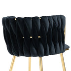 Chaise de salle à manger en velours avec accoudoirs, lot de 2, couleurs marine / émeraude / noir / moutarde / rouge rosé / rose / gris / ivoire, piétement en métal doré