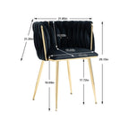 Chaise de salle à manger en velours avec accoudoirs, lot de 2, couleurs marine / émeraude / noir / moutarde / rouge rosé / rose / gris / ivoire, piétement en métal doré