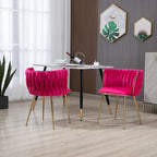 Chaise de salle à manger en velours avec accoudoirs, lot de 2, couleurs marine / émeraude / noir / moutarde / rouge rosé / rose / gris / ivoire, piétement en métal doré