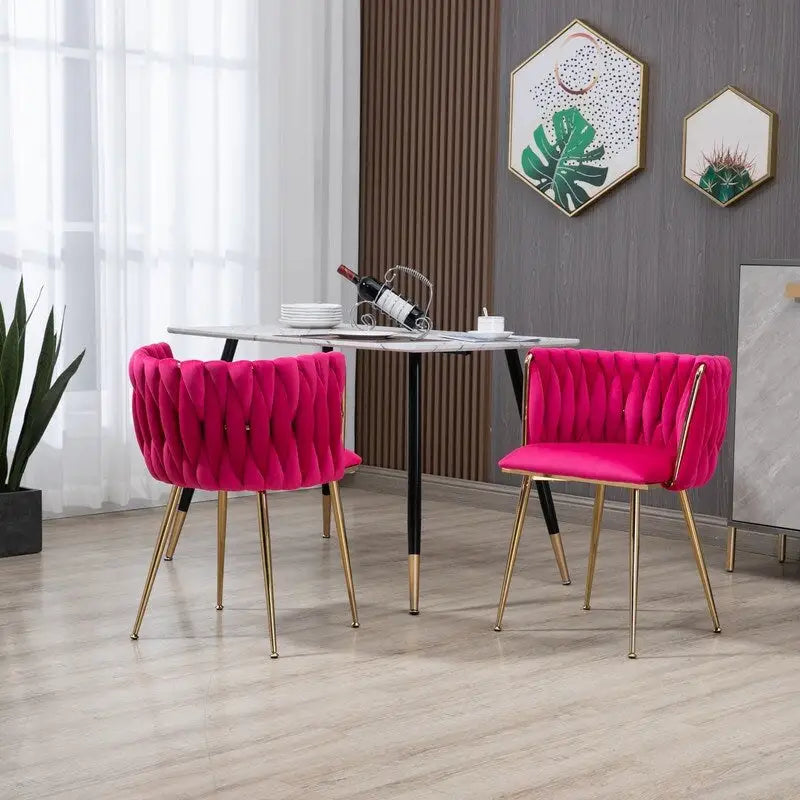 Chaise de salle à manger en velours avec accoudoirs, lot de 2, couleurs marine / émeraude / noir / moutarde / rouge rosé / rose / gris / ivoire, piétement en métal doré