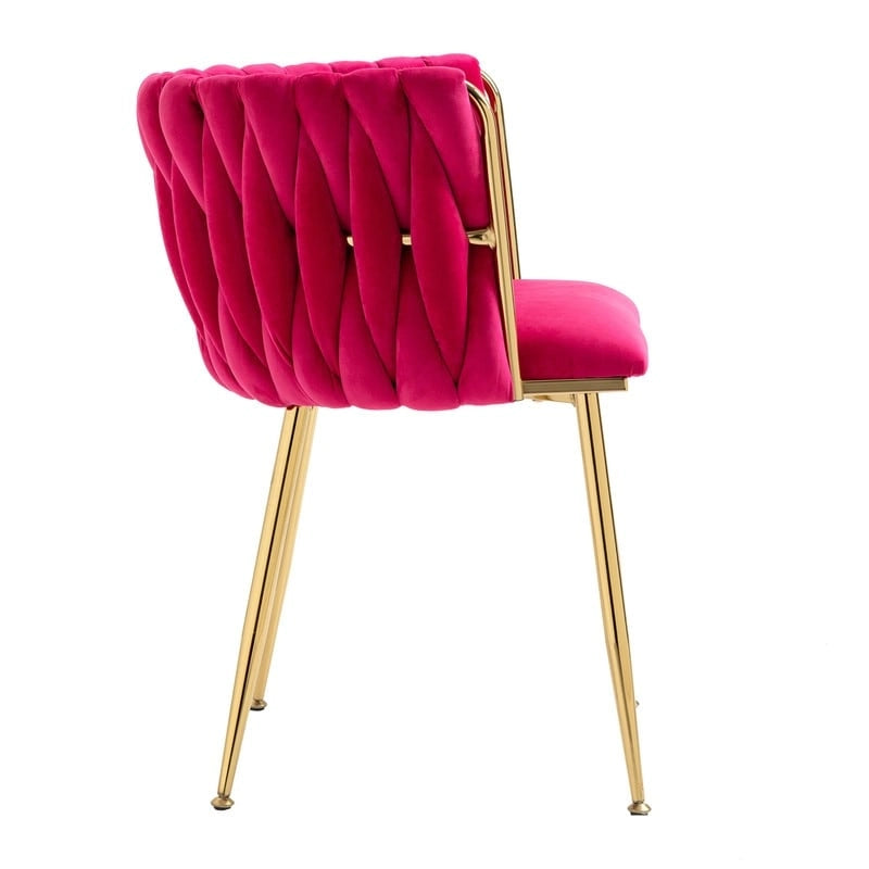 Chaise de salle à manger en velours avec accoudoirs, lot de 2, couleurs marine / émeraude / noir / moutarde / rouge rosé / rose / gris / ivoire, piétement en métal doré