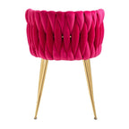 Chaise de salle à manger en velours avec accoudoirs, lot de 2, couleurs marine / émeraude / noir / moutarde / rouge rosé / rose / gris / ivoire, piétement en métal doré