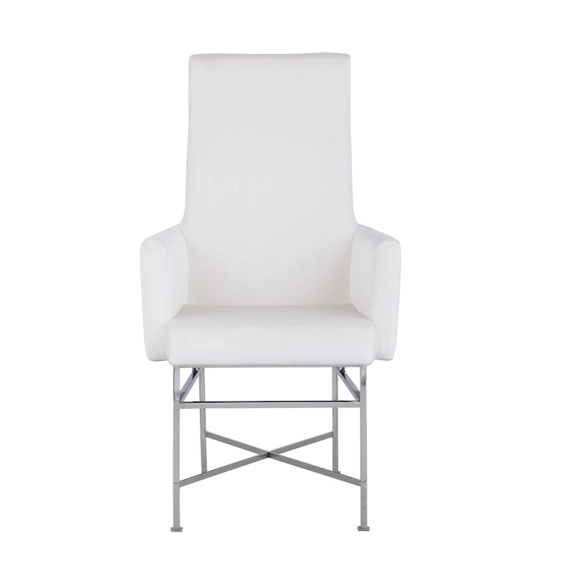 Fauteuil rembourré crème, hauteur de salle à manger, lot de 2