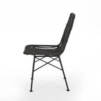 Chaise de salle à manger en osier, gris+noir / marron clair+noir, lot de 2