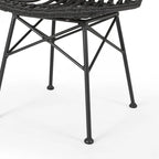 Chaise de salle à manger en osier, gris+noir / marron clair+noir, lot de 2