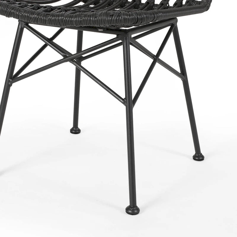 Chaise de salle à manger en osier, gris+noir / marron clair+noir, lot de 2