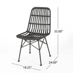 Chaise de salle à manger en osier, gris+noir / marron clair+noir, lot de 2