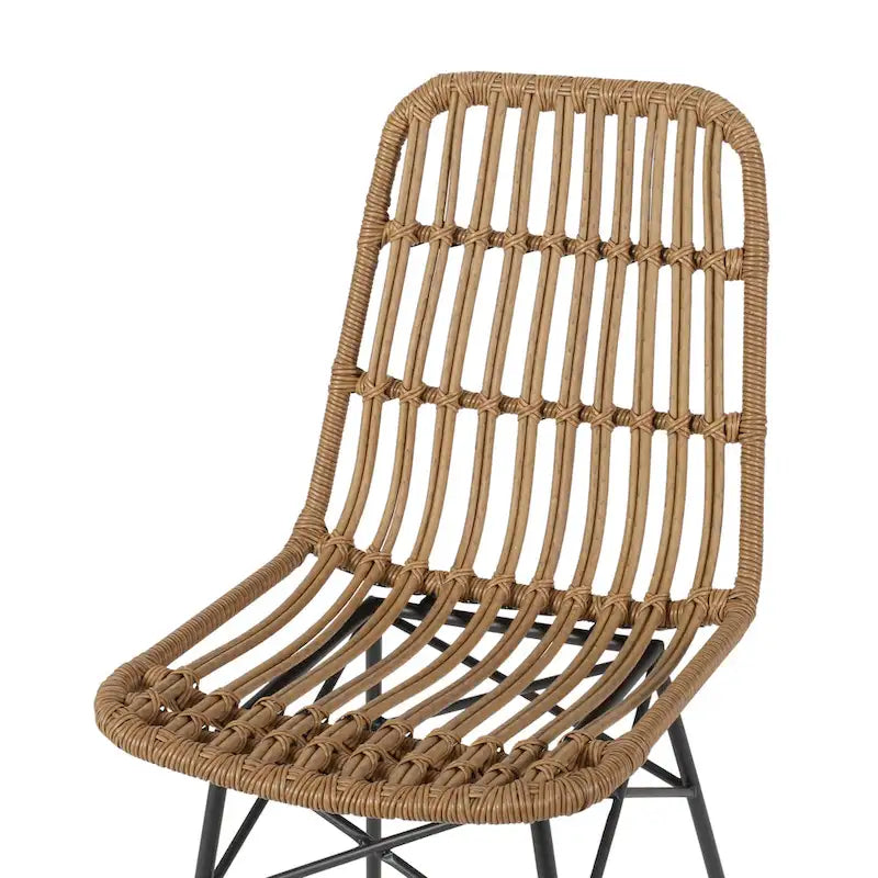 Chaise de salle à manger en osier, gris+noir / marron clair+noir, lot de 2