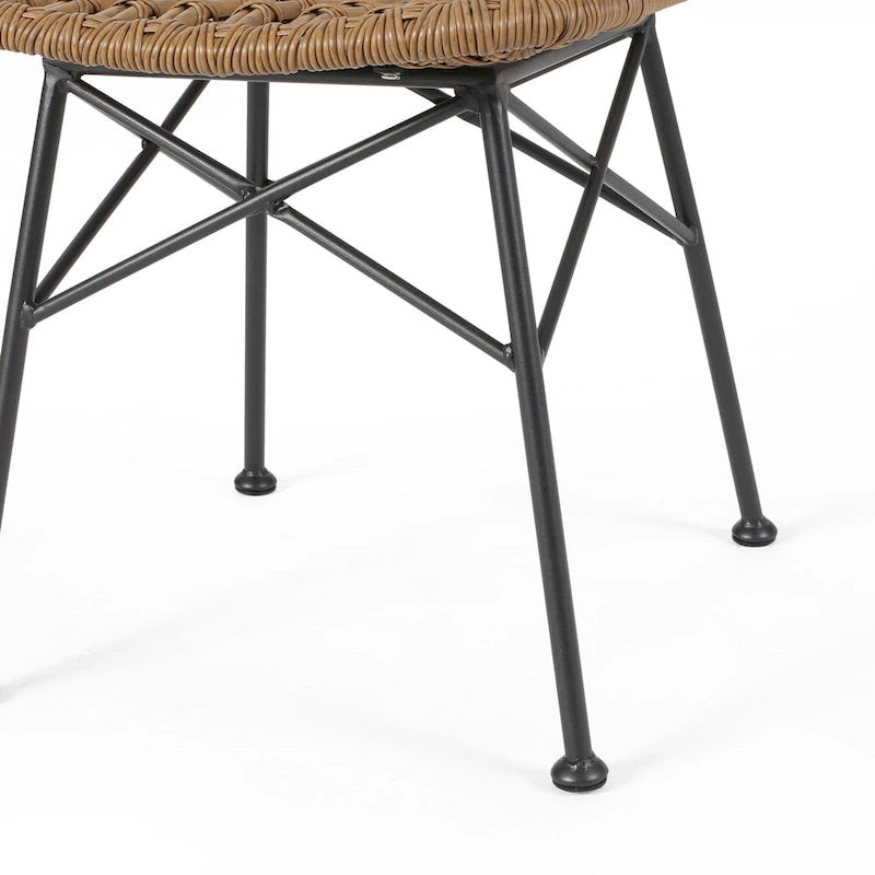Chaise de salle à manger en osier, gris+noir / marron clair+noir, lot de 2