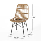 Chaise de salle à manger en osier, gris+noir / marron clair+noir, lot de 2