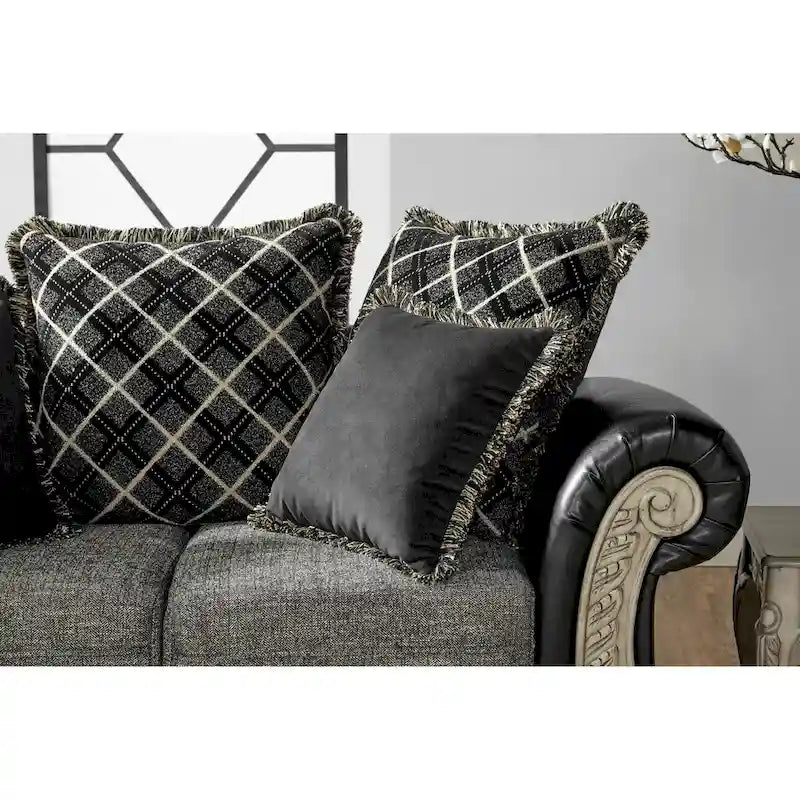 Ensemble canapé et causeuse traditionnels gris, 2 pièces
