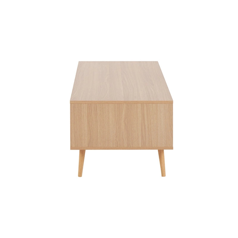 Table basse avec tiroirs en bois naturel et blanc — 2 personnes