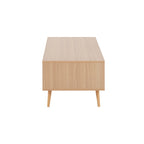 Table basse avec tiroirs en bois naturel et blanc — 2 personnes