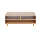 Table basse avec tiroirs en bois naturel et blanc — 2 personnes