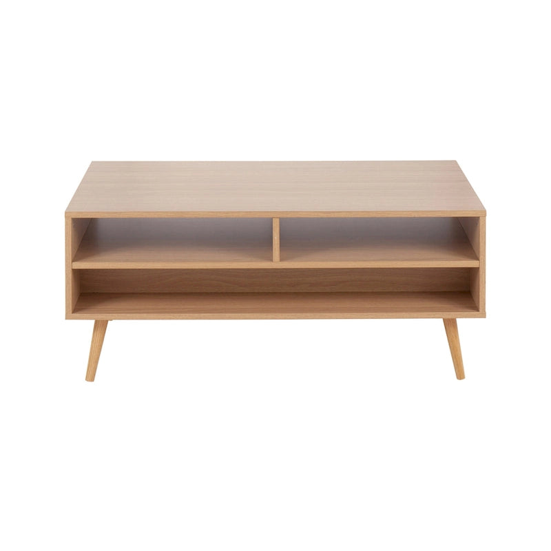Table basse avec tiroirs en bois naturel et blanc — 2 personnes
