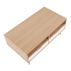 Table basse avec tiroirs en bois naturel et blanc — 2 personnes
