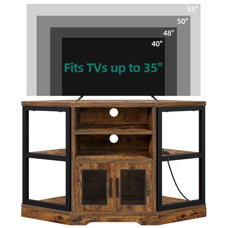 Meuble TV de ferme marron avec rangement – Convient aux téléviseurs jusqu'à 55", montage par 1 à 2 personnes