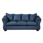 Canapé 3 places en microfibre bleu marine, dossier oreiller