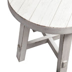 Table d'appoint ronde blanche vieillie avec pieds évasés – Dessus en bois/placage, 1 place