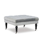 Ottoman carré capitonné en velours gris – Siège unique