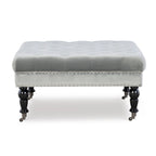 Ottoman carré capitonné en velours gris – Siège unique