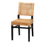 Chaise de salle à manger en rotin marron expresso et marron naturel, style bohème, 1 place