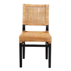 Chaise de salle à manger en rotin marron expresso et marron naturel, style bohème, 1 place