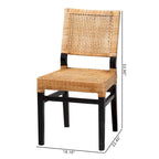 Chaise de salle à manger en rotin marron expresso et marron naturel, style bohème, 1 place