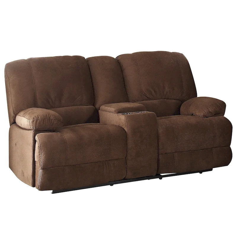 Causeuse inclinable double avec console – 2 places, marron/gris