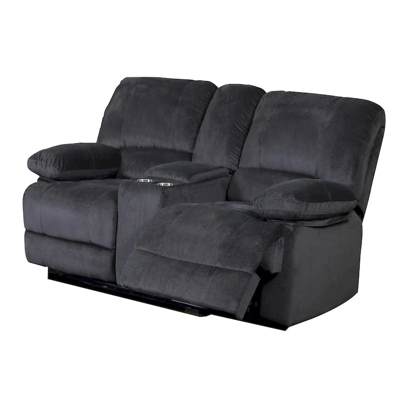 Causeuse inclinable double avec console – 2 places, marron/gris