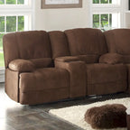 Causeuse inclinable double avec console – 2 places, marron/gris