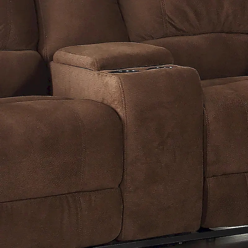 Causeuse inclinable double avec console – 2 places, marron/gris