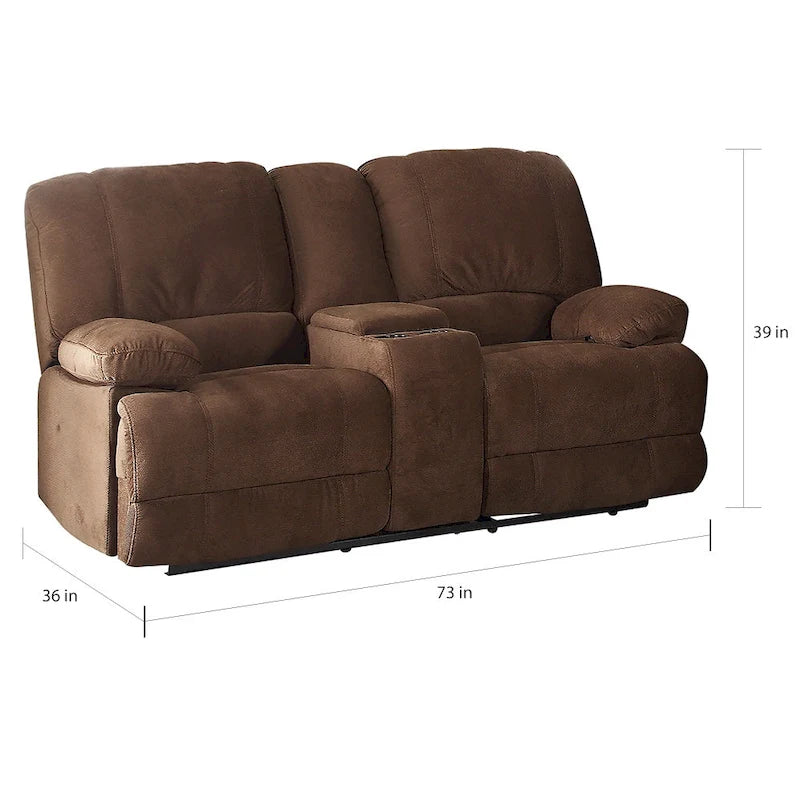 Causeuse inclinable double avec console – 2 places, marron/gris