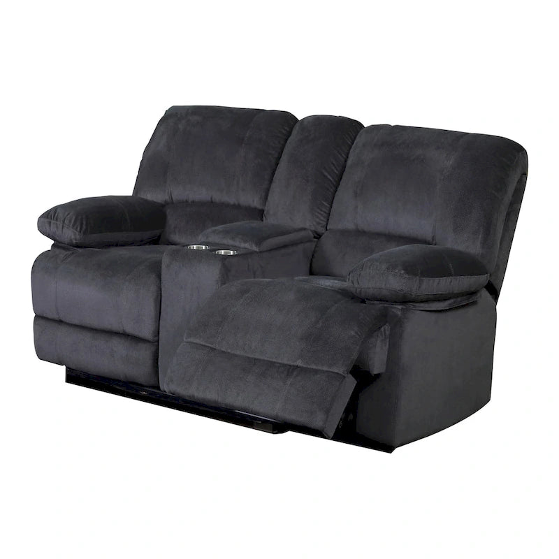 Causeuse inclinable double avec console – 2 places, marron/gris