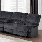 Causeuse inclinable double avec console – 2 places, marron/gris