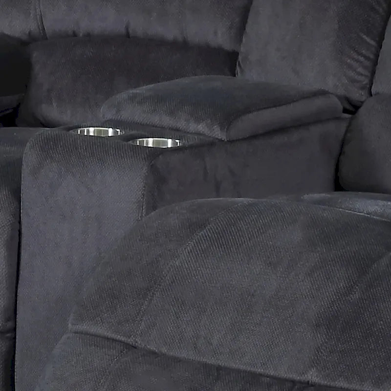 Causeuse inclinable double avec console – 2 places, marron/gris