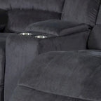 Causeuse inclinable double avec console – 2 places, marron/gris