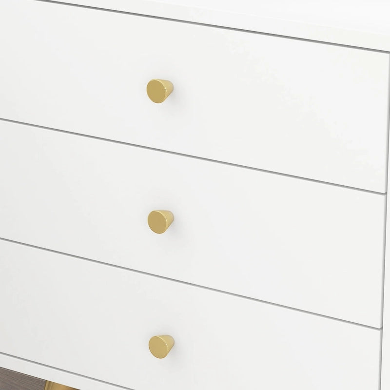 Table de chevet blanche à 3 tiroirs avec pieds en métal – 1 ou 2 pièces
