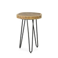Table d'appoint à bord vivant – Plateau naturel, pieds épingles noirs/dorés