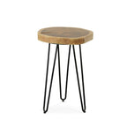 Table d'appoint à bord vivant – Plateau naturel, pieds épingles noirs/dorés