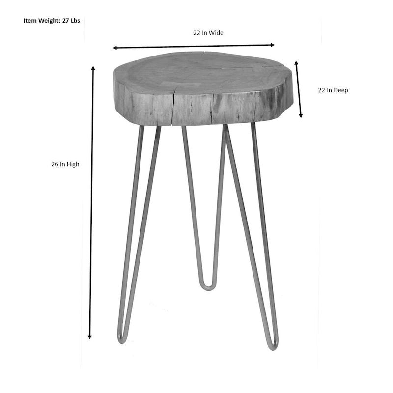 Table d'appoint à bord vivant – Plateau naturel, pieds épingles noirs/dorés