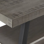 Meuble TV à base en X gris / noir / chêne / marron de 60 pouces, étagère ouverte, convient aux téléviseurs jusqu'à 65 pouces