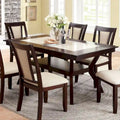 Table de salle à manger en bois de 64 po avec étagère — Beige / Cerisier foncé / Naturel, 6 places